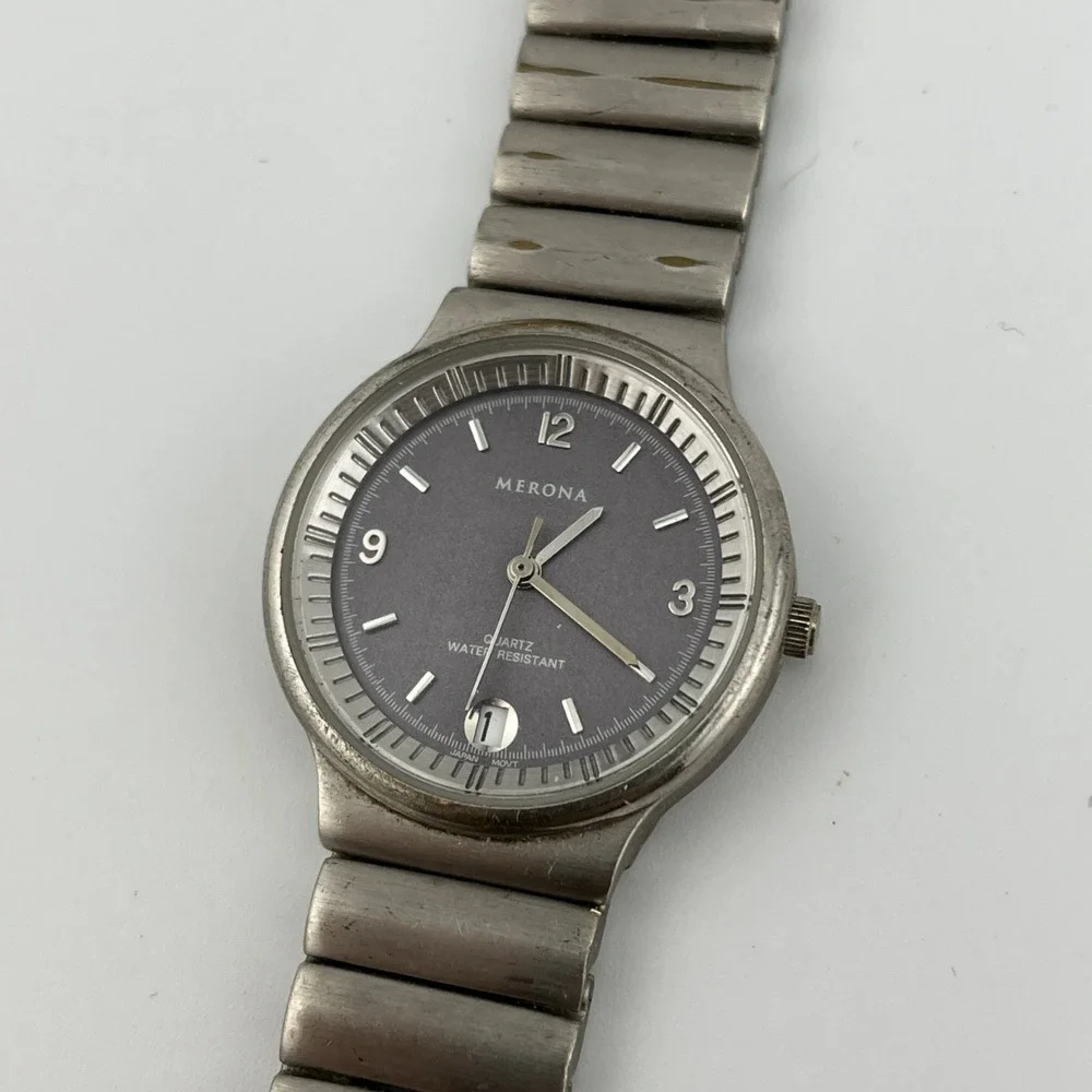 Merona‎ Watch Men 31mm Silver Case 7.25